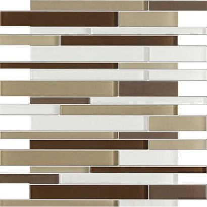 Brown Glossy and White Matte Glass Mosaic Tiles