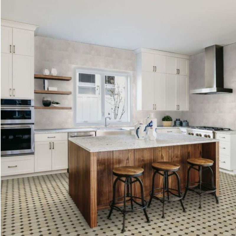 Crema Marfil 2 Inch Octagon Pattern with Dark Emperador Dots Marble Tile Mosaics for Floor and Wall, Bathroom and Kitchen Walls Kitchen Backsplashes - 5 Sheet Pack Set - 5 Sqft