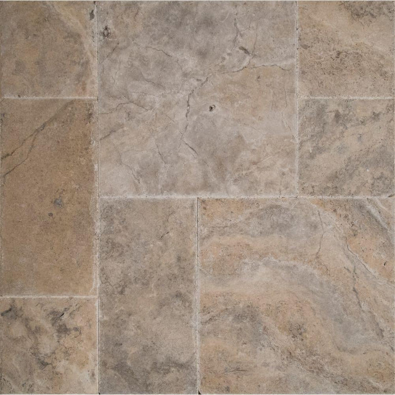 MS International Silver Pattern Honed-Unfilled-Chipped-Brushed Travertine Floor and Wall Tile (5 kits / 80 sq. ft. / pallet)