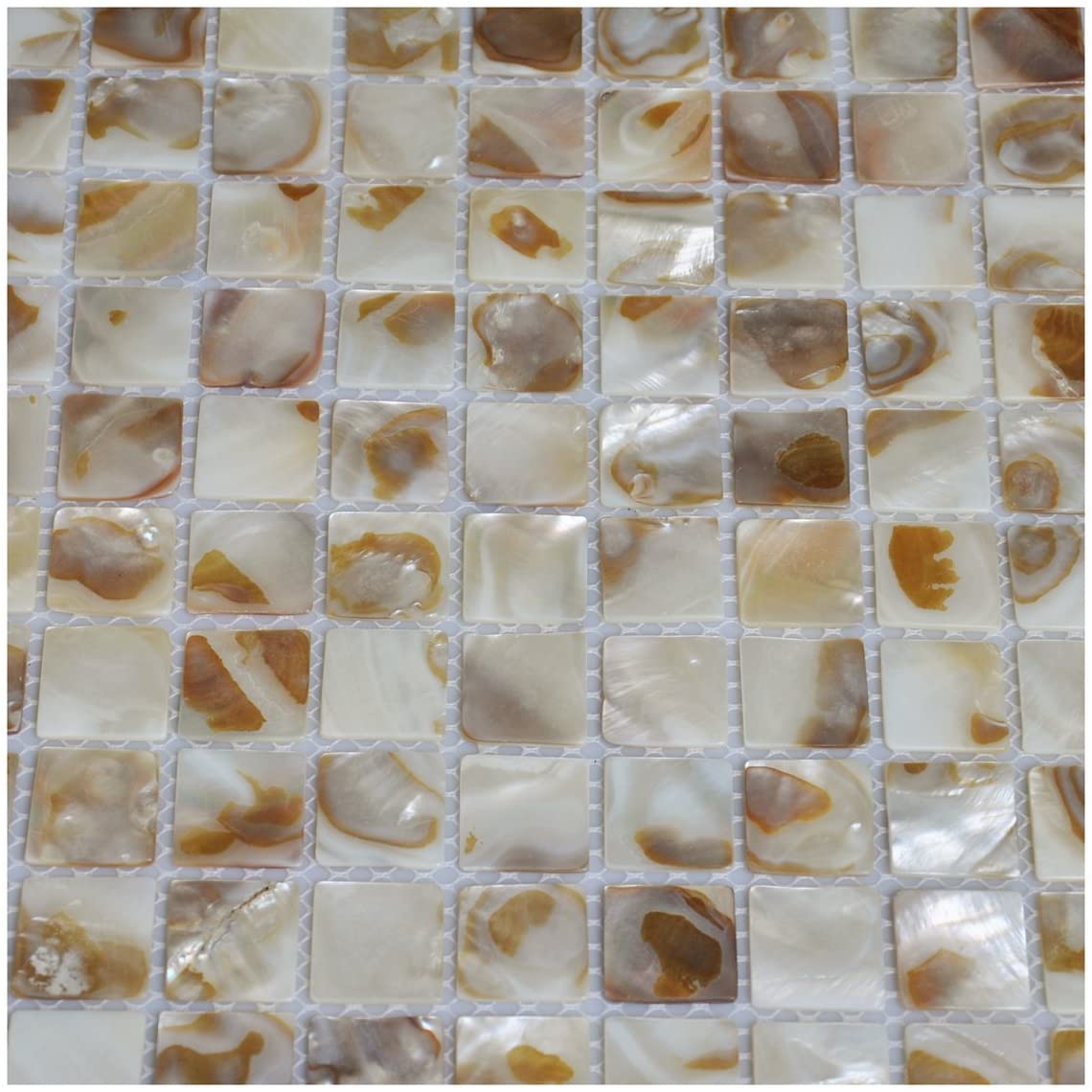 Mother of Pearl Tile Natural Varied Sea Shell Square Wall Tile (5 Sheets) for Kitchen Backsplash, Bathroom Shower, Accent Wall