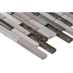 MS International Diamante Brick 12 in. x 12 in. x 8 mm Glass/Stone Mesh-Mounted Mosaic Wall Tile - Tenedos