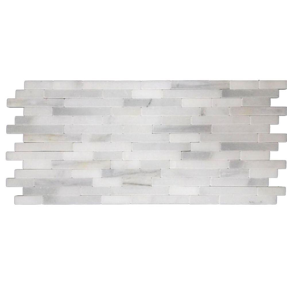 MS International Grecian White Veneer 8x18 Tumbled Marble Mosaic Wall Tile