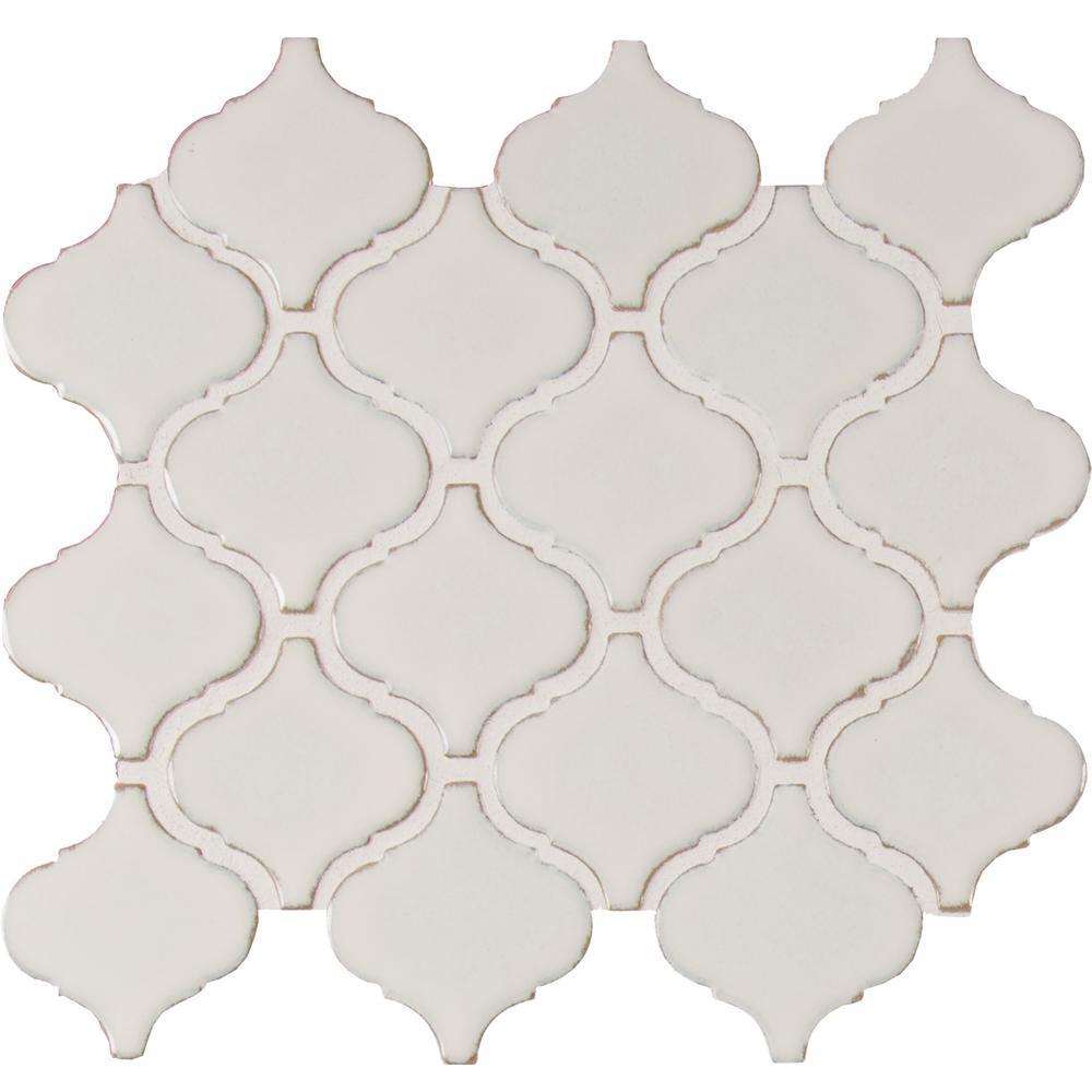 MSI Bianco Arabesque Glazed Ceramic Mesh-Mounted Mosaic Wall Tile