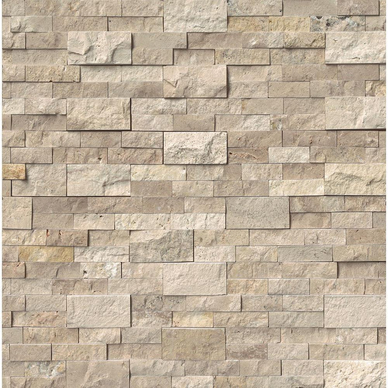 MS International Roman Beige Ledger Panel 6 in. x 24 in. Natural Travertine Wall Tile for Accent Walls Kitchen Backsplash Fireplace