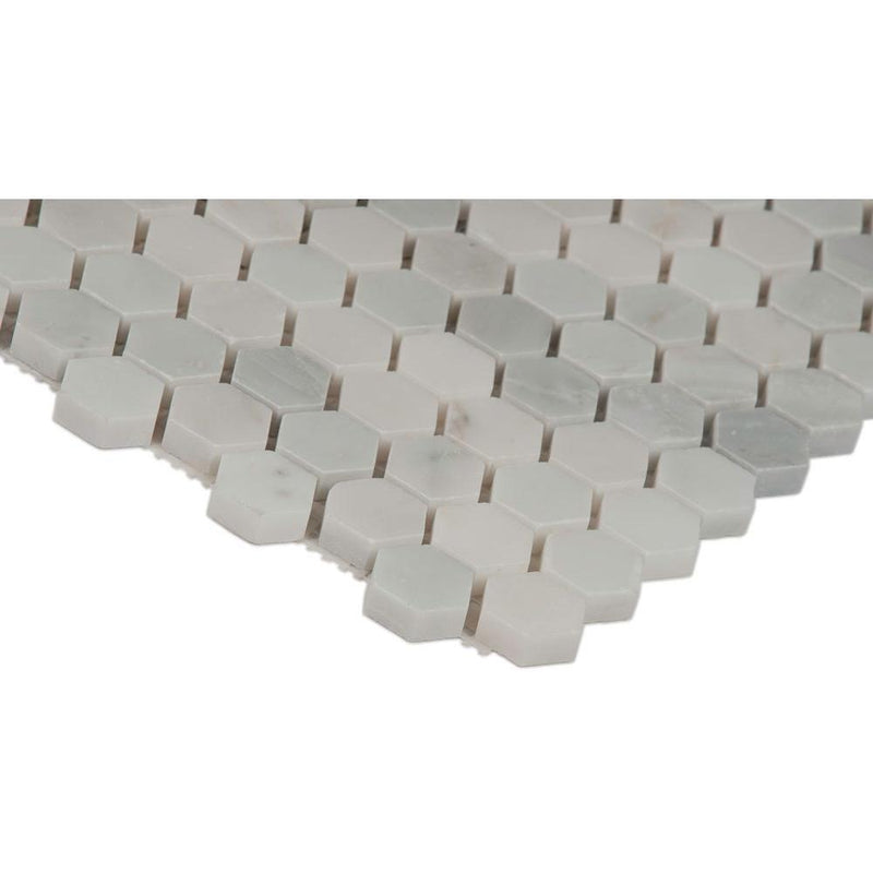MS International Greecian White 1" Hexagon 12 in. x 12 in. x 10 mm Polished Marble Mesh-Mounted Mosaic Tile