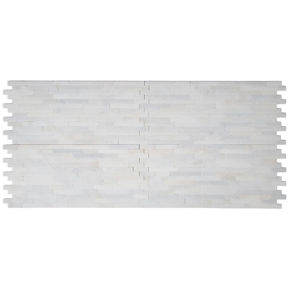 MS International Grecian White Veneer 8x18 Tumbled Marble Mosaic Wall Tile