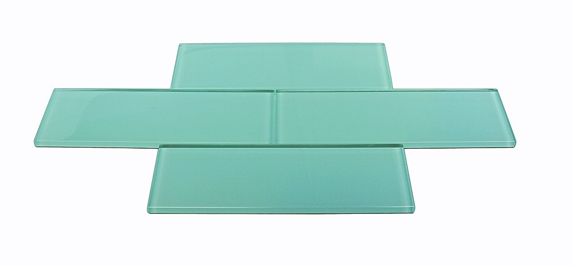 3x9 Turquoise Blue Greenish Glass Wall Subway Tile for Kitchen backsplash, Bathroom Shower, Accent Decor