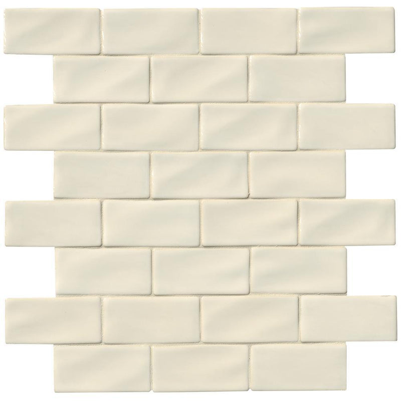 Antique White 3 in. x 6 in. Handcrafted Glazed Ceramic Wall Tile