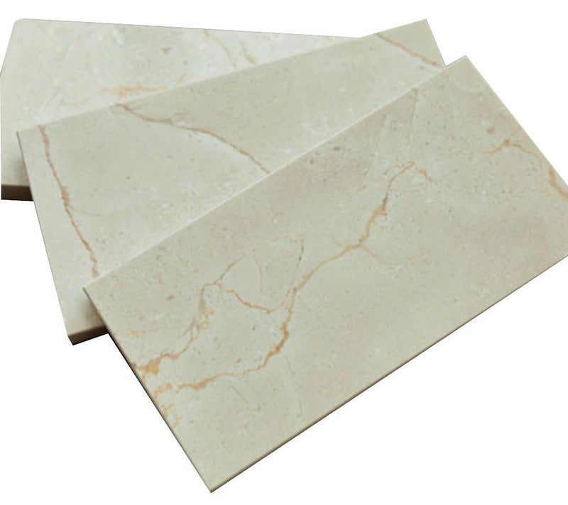 3x6" Polished Crema Marfil Stone Tile Mosaics for Bathroom and Kitchen Walls Kitchen Backsplashes (Tenedos)