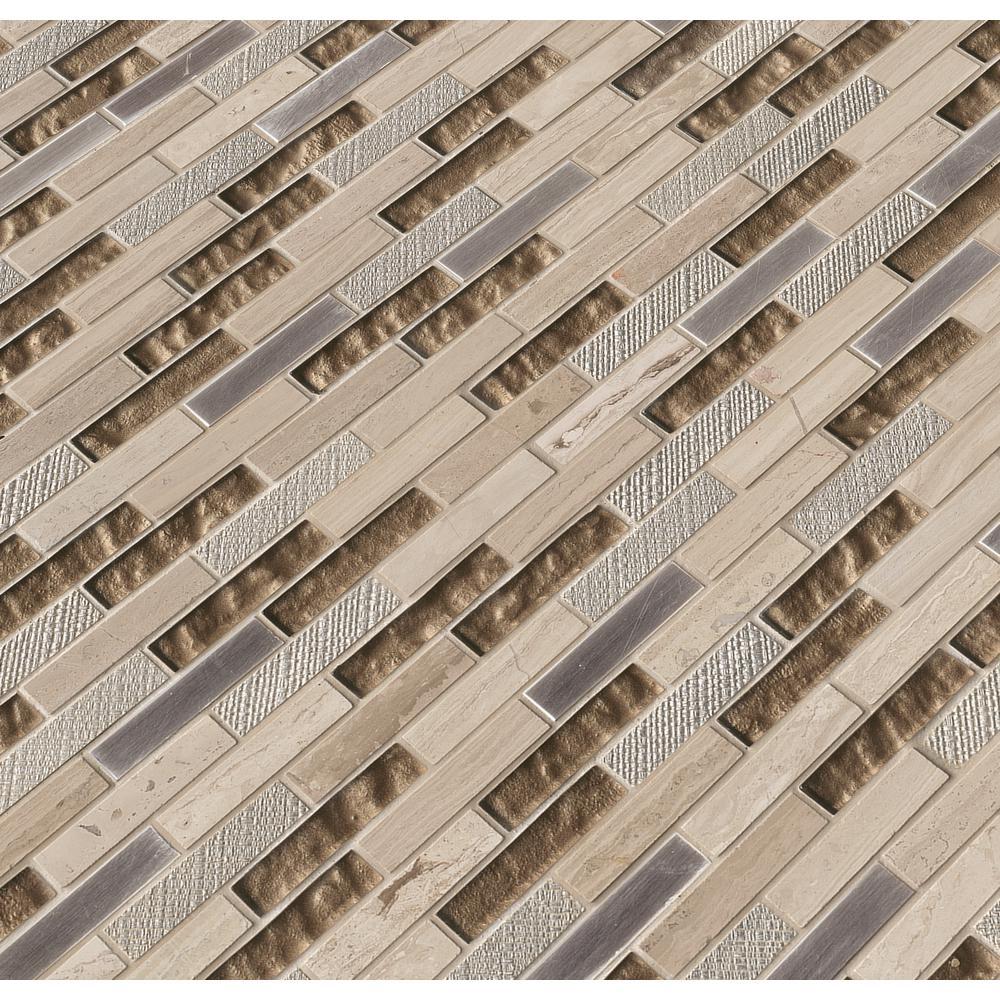 MS International Diamante Brick 12 in. x 12 in. x 8 mm Glass/Stone Mesh-Mounted Mosaic Wall Tile - Tenedos