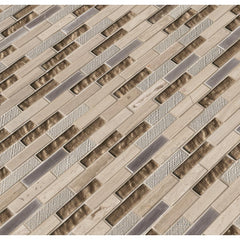 MS International Diamante Brick 12 in. x 12 in. x 8 mm Glass/Stone Mesh-Mounted Mosaic Wall Tile - Tenedos
