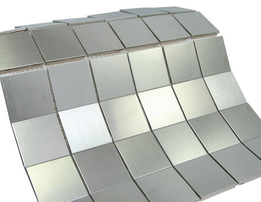 Matte Silver Stainless Steel Metallic Square 2x2 Mosaic Wall Tiles for Bathroom and Kitchen Walls Kitchen Backsplashes