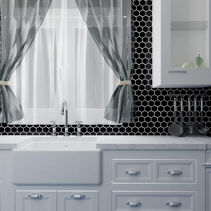 Black 2 Inch Hexagon Mosaic matte Wall Floor Tile, 10 pieces (10 Sqft)