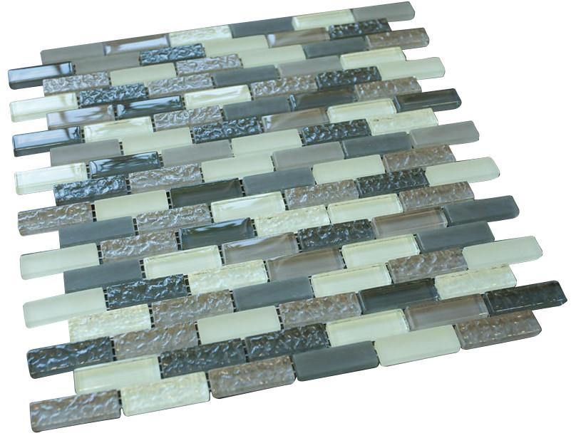 Cloudy Crystal Glass Mosaic Tile Brick Pattern (Glossy&Matte)