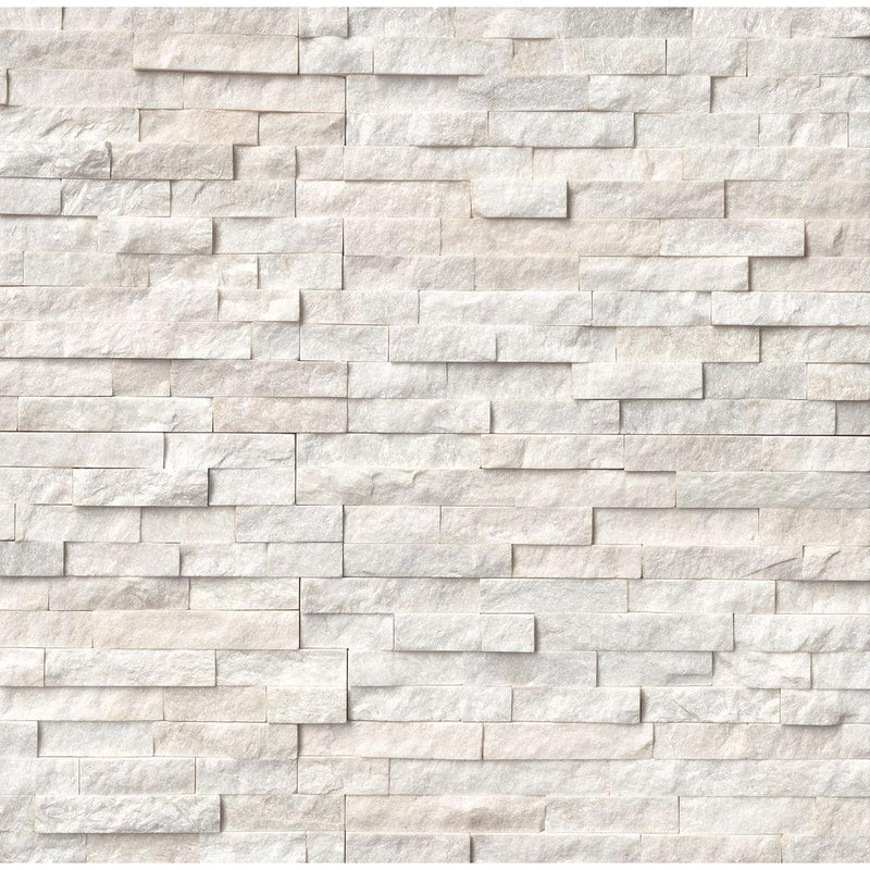 Arctic White Ledger Wall Panel 6 in. x 24 in. Natural Marble Wall Tile for Accent Walls Kitchen Backsplash Fireplace