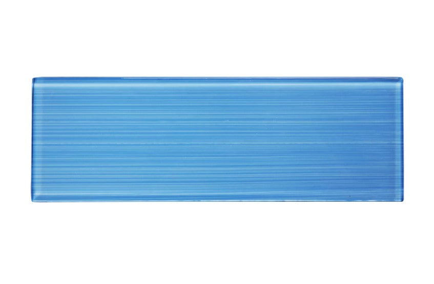 3x12 Blue Sky Hand Painted Glass Subway Wall Tile, décor