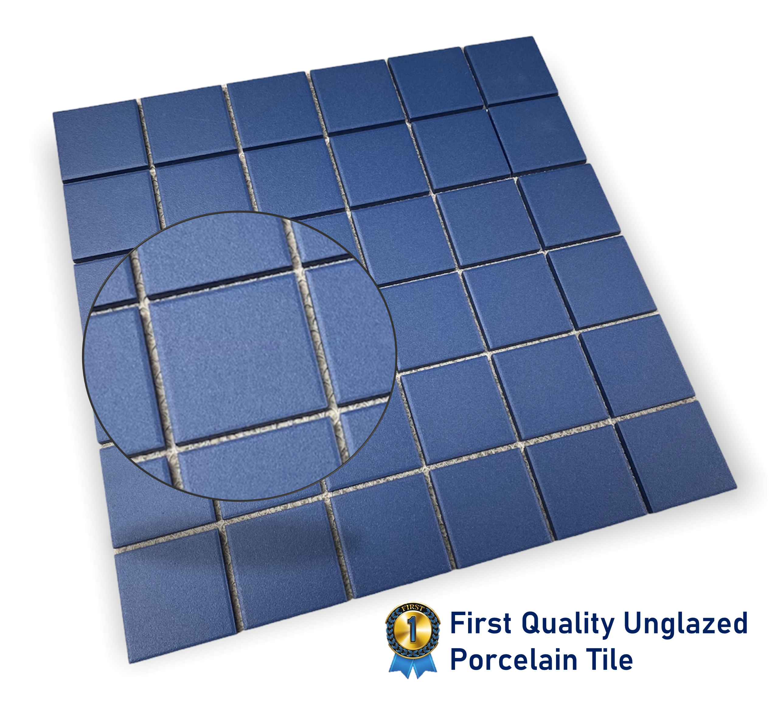 TDPW-UGRB2X2-401 Blue Jay Porcelain 1-7/8 Inch Square Unglazed Finish Mosaic Tile for Bathroom Floors, Walls, Kitchen Backsplash and Pool - (5 Pack Set - 5 Sheets)