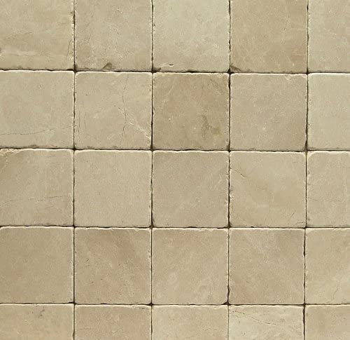 Botticino Fiorito 4 X 4 Tumbled Marble Floor and Wall Tile