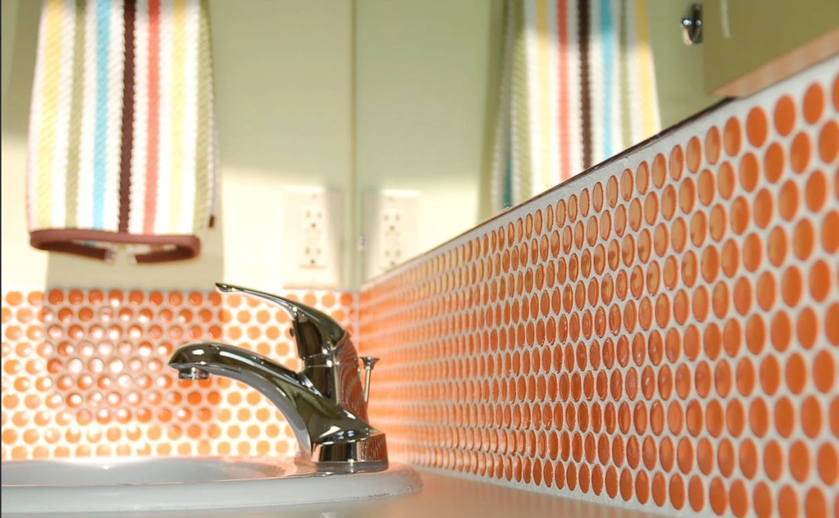 Penny Round Orange Porcelain Mosaic Floor and Wall Tile, Backsplash Kitchen, Bathroom Shower on 12x12 Mesh for Easy Installation By Vogue Tile