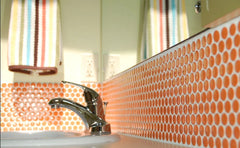 Penny Round Orange Porcelain Mosaic Floor and Wall Tile, Backsplash Kitchen, Bathroom Shower on 12x12 Mesh for Easy Installation By Vogue Tile