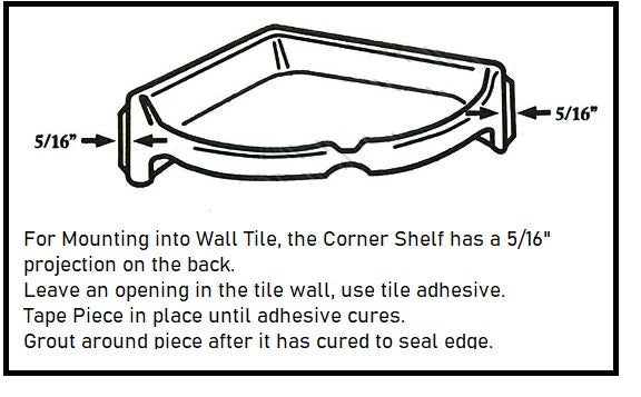 Tenedos Bone Ceramic Almond Glazed Wall Corner Shelf for Bathroom Shower Accessory Kit
