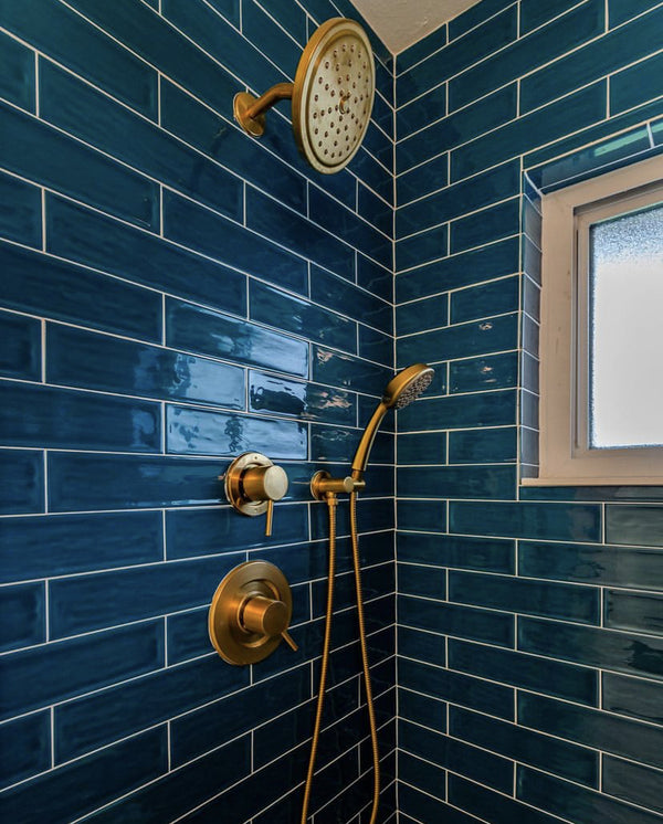 3x12 Handmade Zafiro Blue Ceramic Subway Wall Tile Glossy Finish for Kitchen and Bath Backsplash, Made in Italy