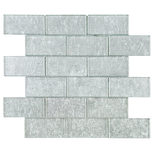Tenedos 2x4 Glossy Glitter Ice Sky Brick Glass Wall Tiles for Bathroom and Kitchen Walls Kitchen Backsplashes