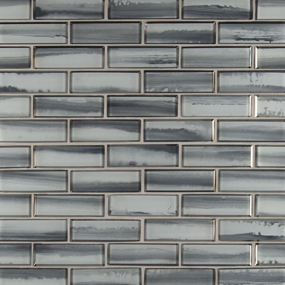 2X6 Brick Pattern Grey Stripe Glass Mosaic Wall Tile for Kitchen Backsplash, Wall Tile for Bathroom, Shower Wall Tile, Accent Wall (Box of 10 Sheets)