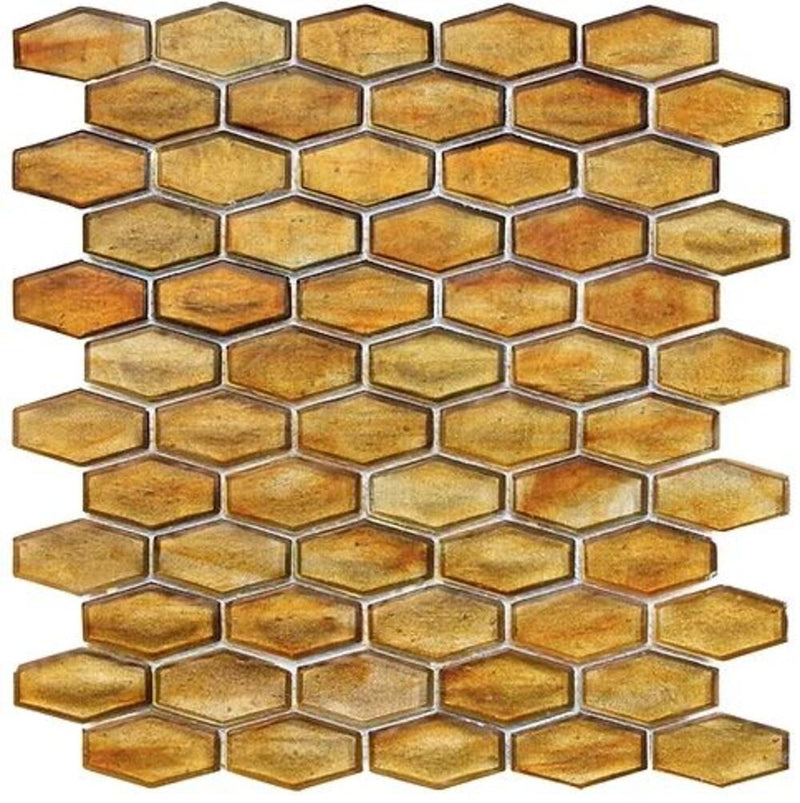 Irregular Hexagon Iridescent Glass Mosaic Wall Tile for Kitchen Backsplash, Bathroom, Accent Wall (Box of 10 Sheets)