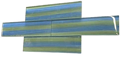 3x12 Blue Green Aqua Beach Hand Painted Glass Subway Wall Tile for Kitchen Backsplash, Accent Wall, Bathroom Shower