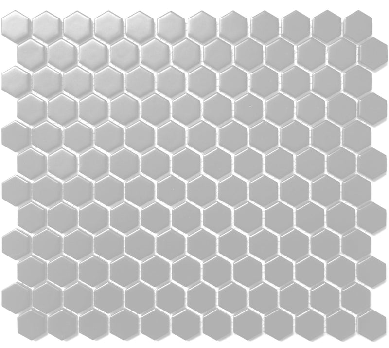 Hexagon 1 inch Gray Matte Porcelain Floor Wall Mosaic Tile for Bathroom Shower, Kitchen Backsplashes, Pool Tile
