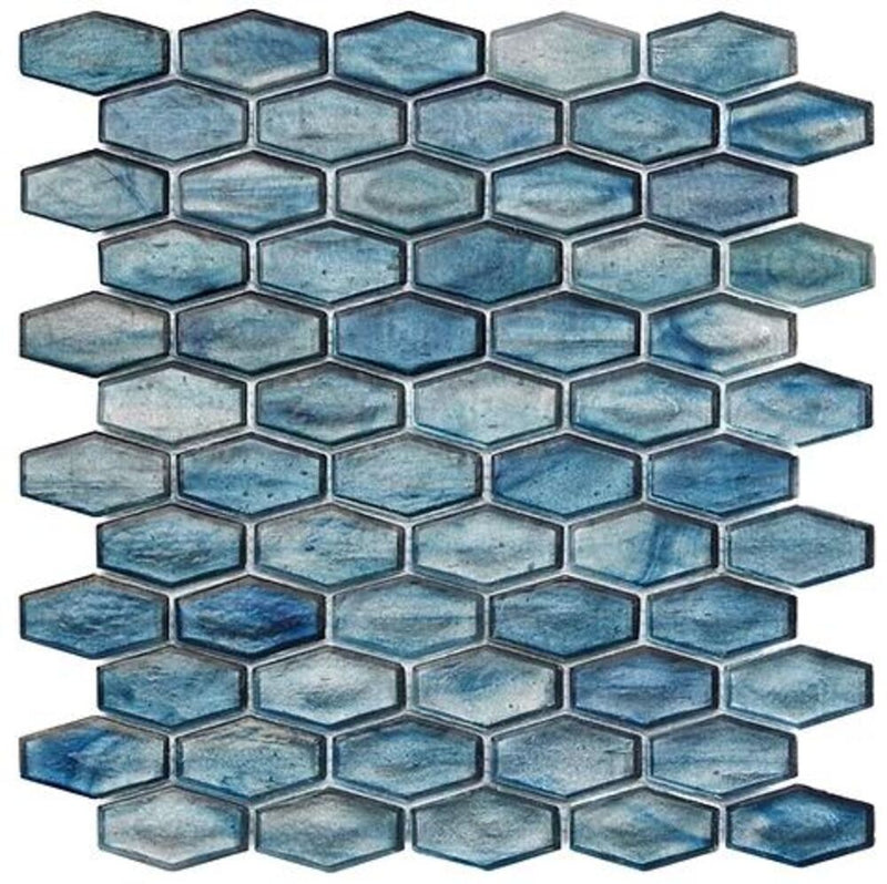 Irregular Hexagon Iridescent Glass Mosaic Wall Tile for Kitchen Backsplash, Bathroom, Accent Wall (Box of 10 Sheets)