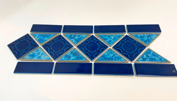 Cobalt Blue Porcelain Pattern LineUp for Pool Wall Tile and bathroom Walls