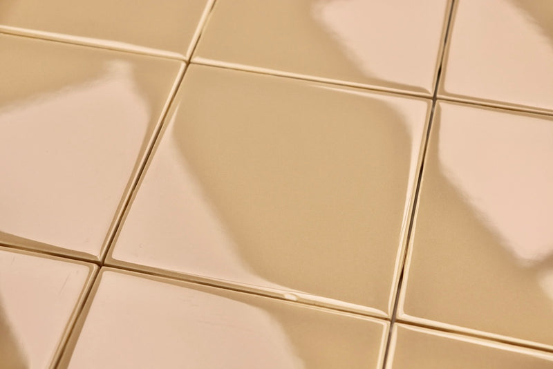 Sand Caramel  4 in Ceramic Tile Gloss 4 1/4" Box of 10 Piece for Bathroom Wall and Kitchen Backsplash