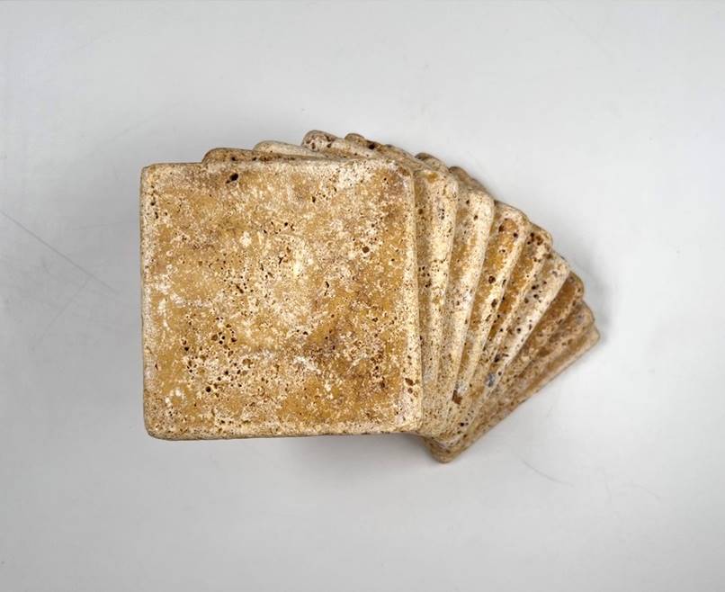 Gold (Yellow) Travertine 4 X 4 Field Tile, Tumbled