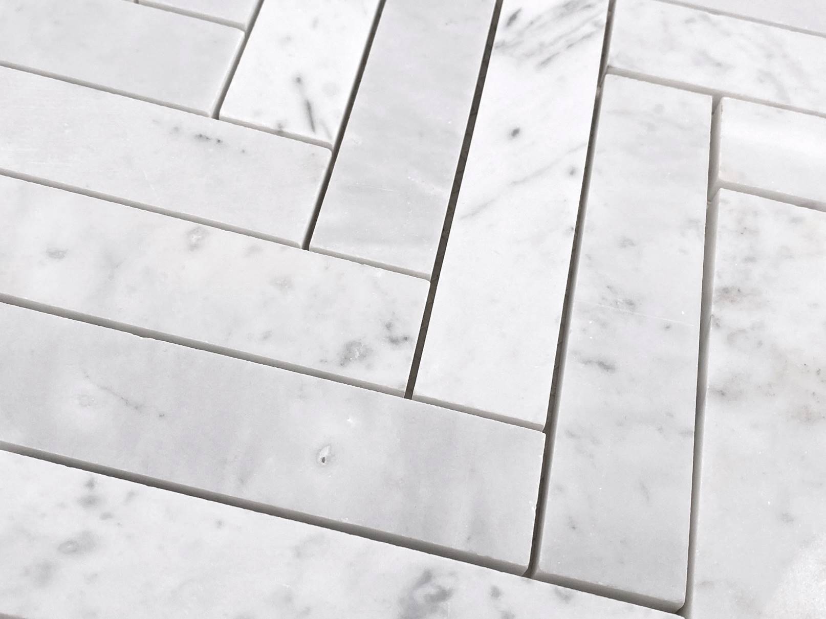 Carrara Marble 1x6 Long Herringbone Mosaic Tile Polished for Kitchen Backsplash Wall Bathroom Flooring Shower