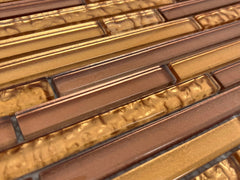 Premium Quality Copper & Gold Glass Mixed Random Pattern Mosaic Tile for Backsplash and Bathroom Wall Designed in Italy