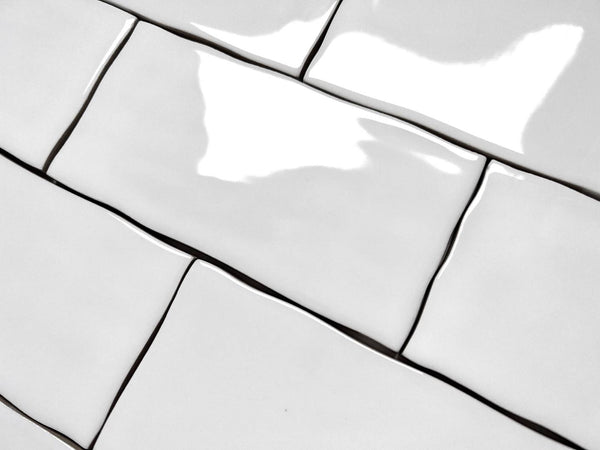 3x6 Subway White Hand-Made Look Ceramic Glossy Subway Wall Tile (Irregular Rounded Edges) for Kitchen Backsplash, Bathroom Wall, Accent Walls (88 Pieces - 10.66 Sqft/Box)