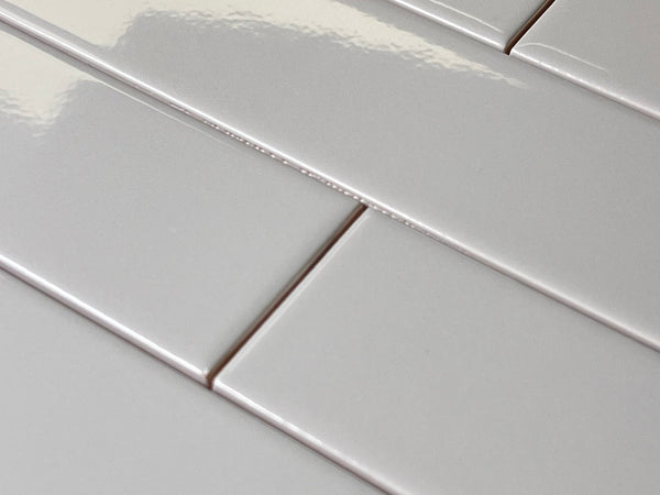 Subway Tile Grey Ceramic Glossy Finish 2x8 (Box of 6.7 Sqft) for Wall Tile Kitchen Backsplash Tile Bathroom Wall Tile
