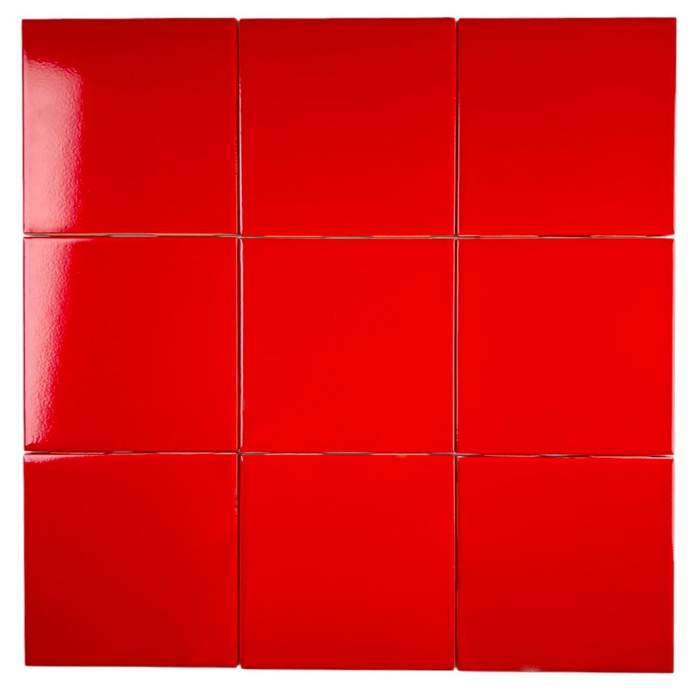 4 in Red Ceramic Tile 4.25 inch Gloss (Shinny) 4 1/4