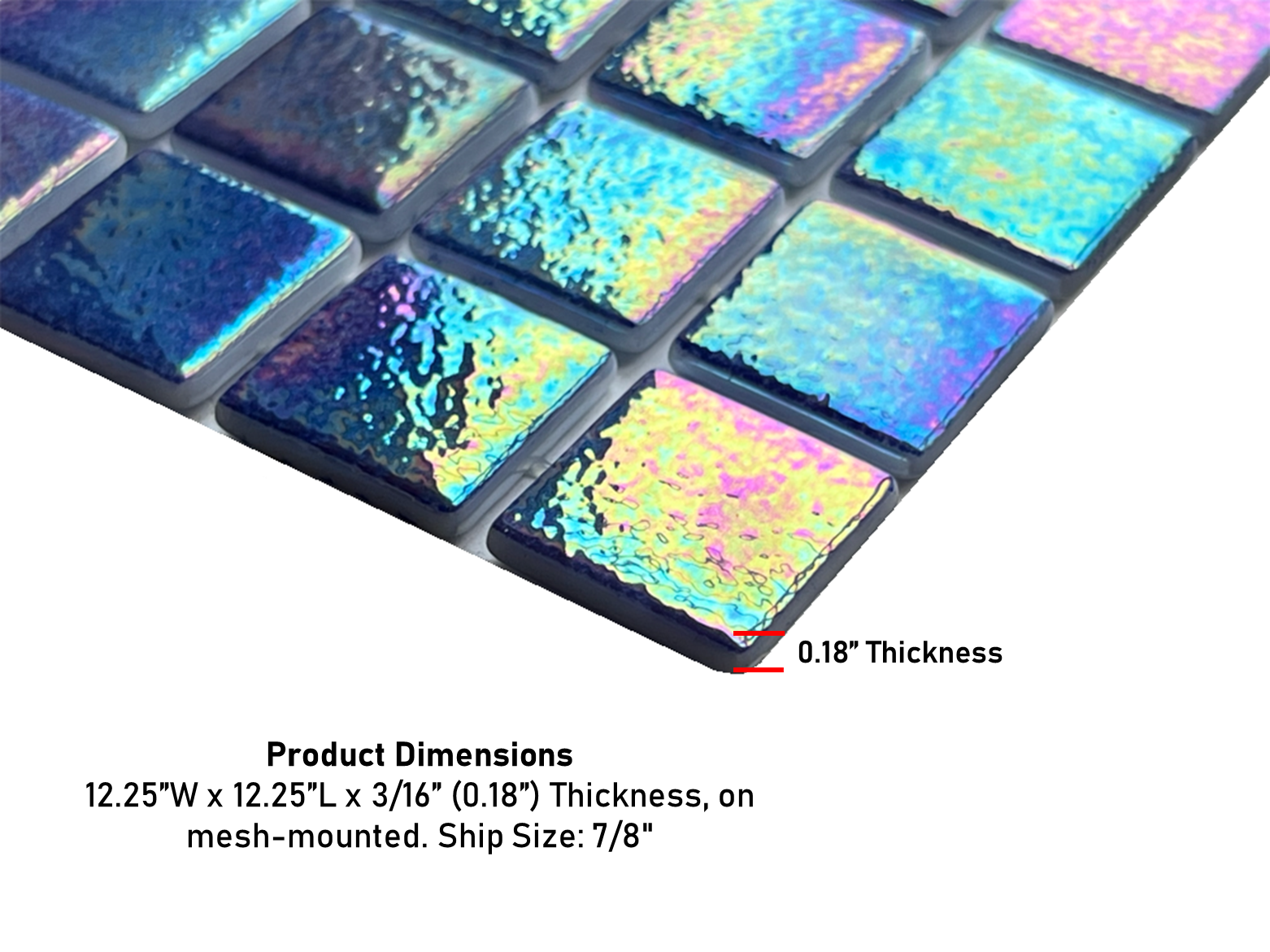 Tenedos Iridescent Recycled Glass Mosaic Tile - Kitchen Backsplash, Bathroom & Pool