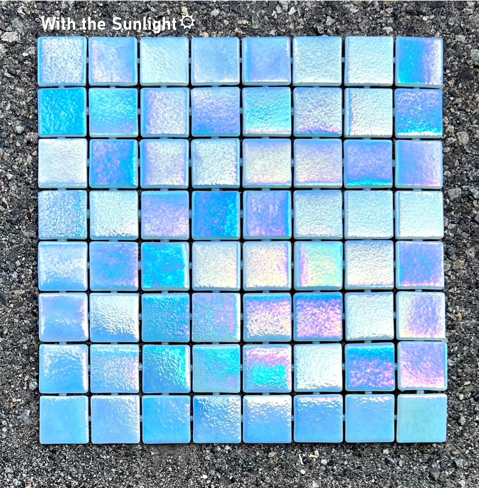 Light Blue  Square 1-1/2 Recycled Glass Wall and Floor Tile for Kitchen Backsplash, Pool Tile, Bathroom Wall, Accent Wall