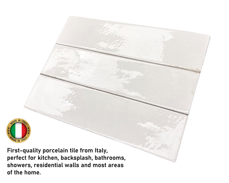 Scandiano Series Handmade Antique Look Glossy 2.5x10 Subway Porcelain Wall Tile for Kitchen Backsplash, Bathroom Wall, Accent Wall, Fireplace Surround (Box of 50 Pieces)