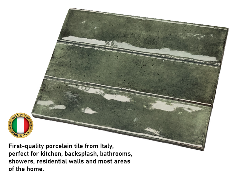 Scandiano Series Handmade Antique Look Glossy 2.5x10 Subway Porcelain Wall Tile for Kitchen Backsplash, Bathroom Wall, Accent Wall, Fireplace Surround (Box of 50 Pieces)