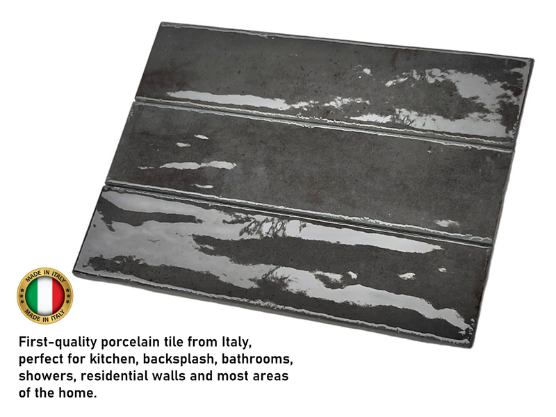 Scandiano Series Handmade Antique Look Glossy 2.5x10 Subway Porcelain Wall Tile for Kitchen Backsplash, Bathroom Wall, Accent Wall, Fireplace Surround (Box of 50 Pieces)