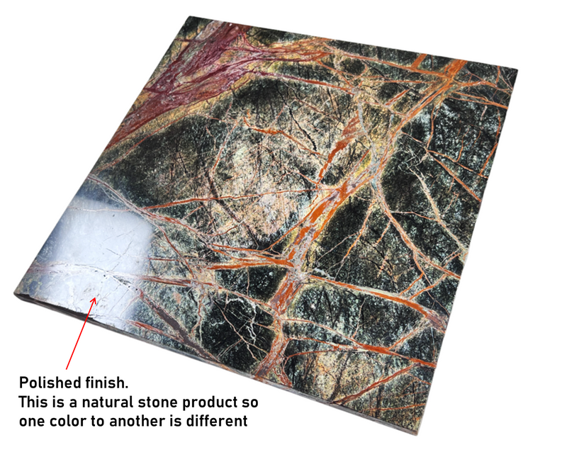 Tenedos Pine Dark Green Marble Floor and Wall Tile 12x12 Polished for Kitchen Countertops, Bathroom Wall, Entrance Floor Tile, Backsplashes, Fireplace Surrounds