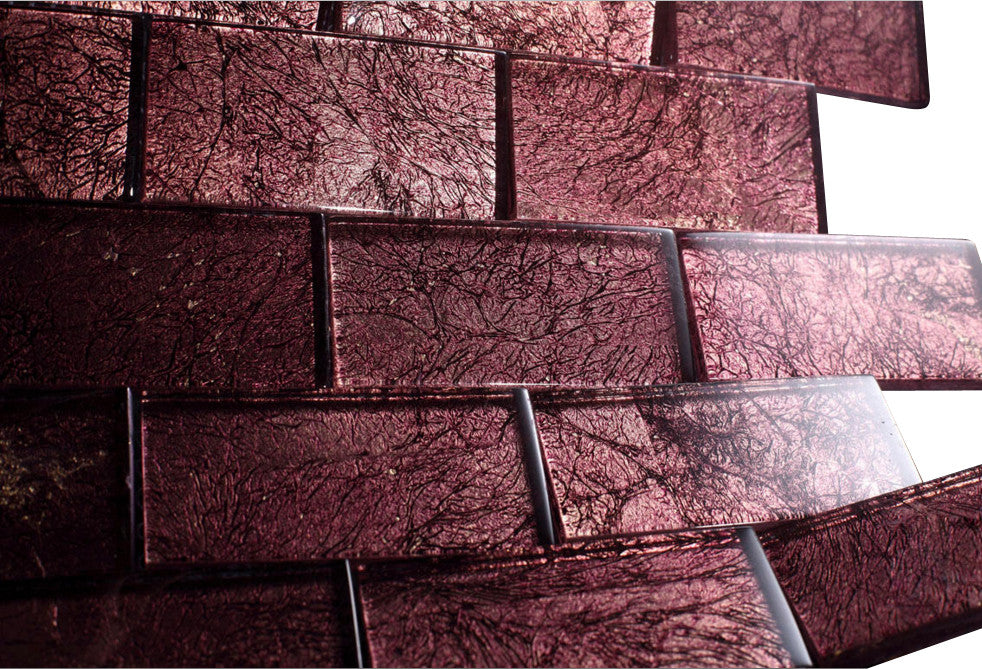 2x4 Glossy Glitter Red Velvet Sky Brick Glass Wall Mosaic Tiles for Bathroom and Kitchen Walls Kitchen Backsplashes