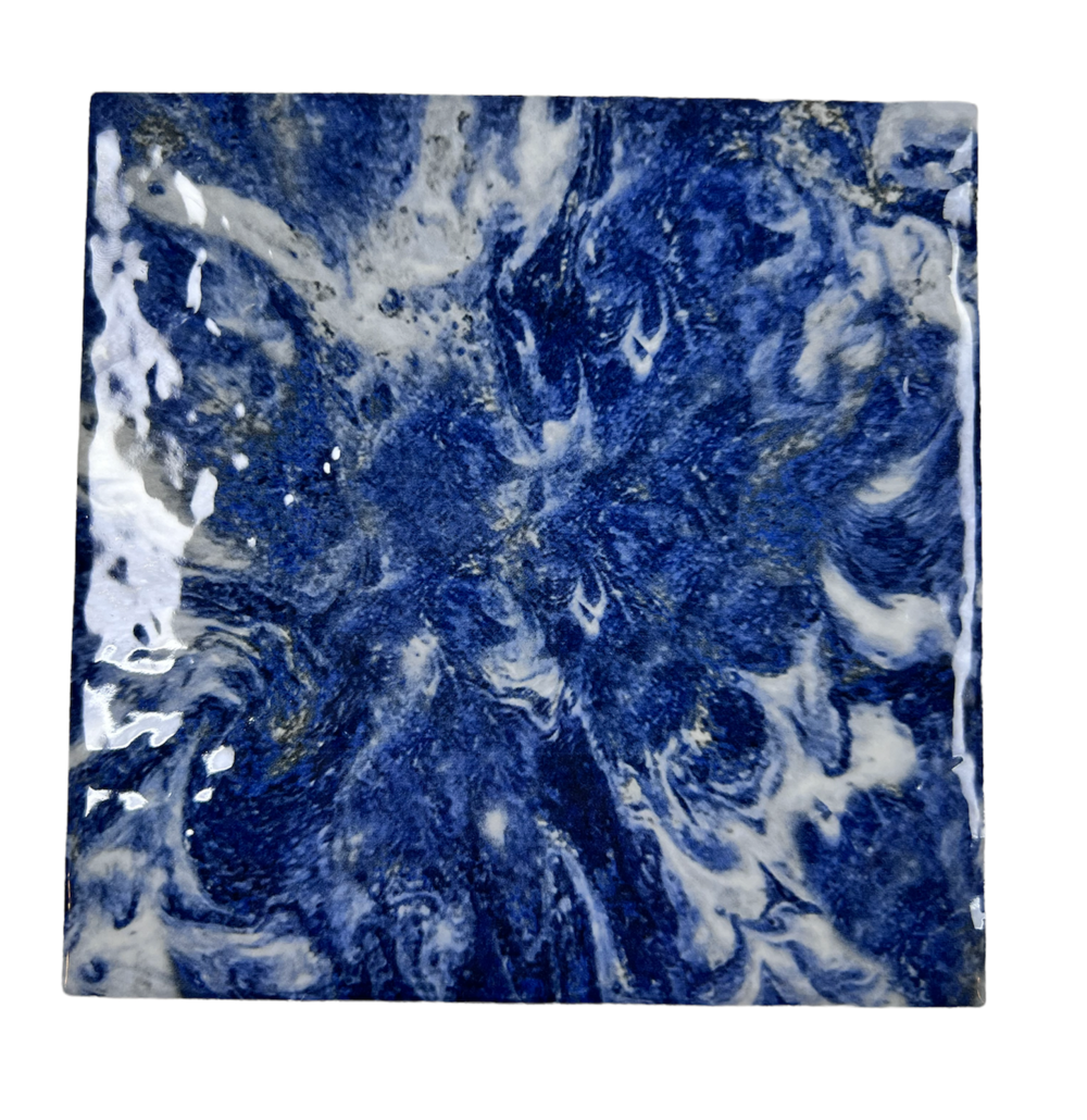 Monet Cloudy Blue Hand Painted Look Square 5.75 in. Glossy Glazed Porcelain Floor and Wall Tile for Swimming Pool, Kitchen Backsplash, Bathroom, Accent Walls