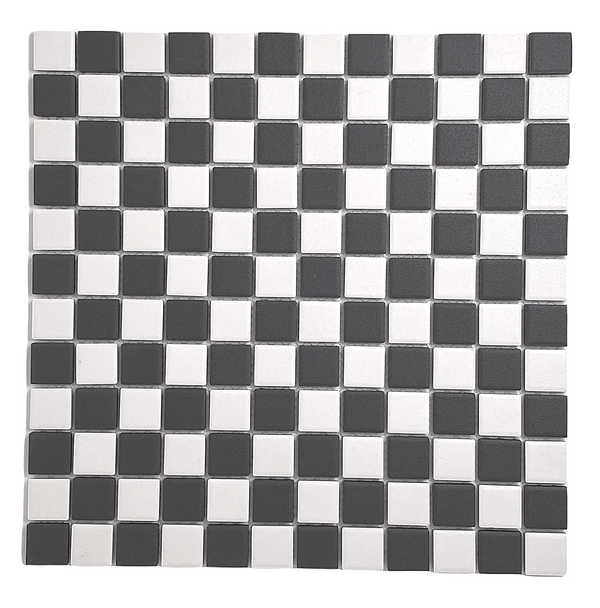 TDPW-UGBW1X1-400 Black Greyish & White Checkered Unglazed Porcelain 7/8 Inch Square Mosaic Tile for Bathroom Floors, Walls, Kitchen Backsplash and Pool (Not Peel and Stick)