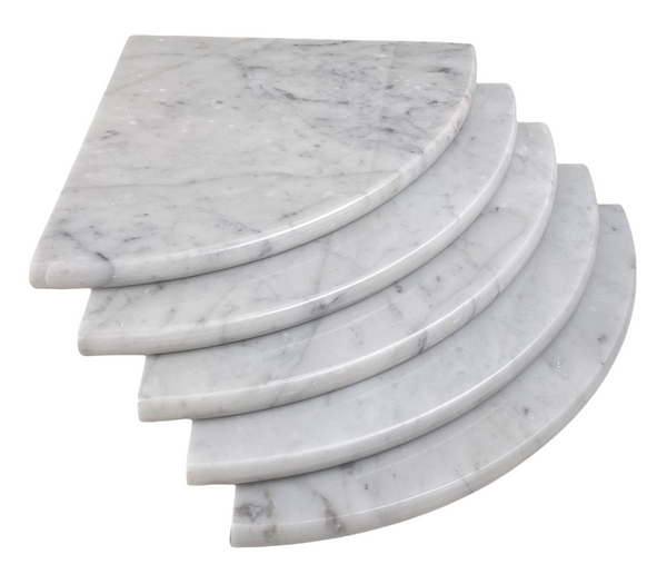 Tenedos 9x9 Round Edge Bianco Carrara Premium Corner Bath Shower Shelf Piece Both Sides Polished (5 Pieces)